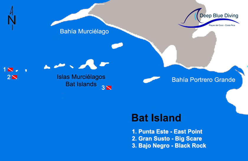 islas murcielagos mapa sitios de buceo